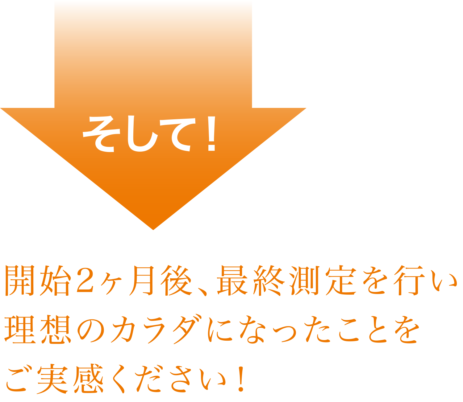 そして! 開始2ヶ月後、最終測定を行い理想のカラダになったことをご実感ください!