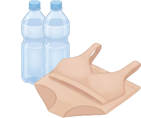 ペットボトルの水と下着のイラスト